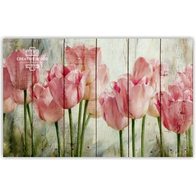 Картины Цветы -11 Розовые тюльпаны, Цветы, Creative Wood
